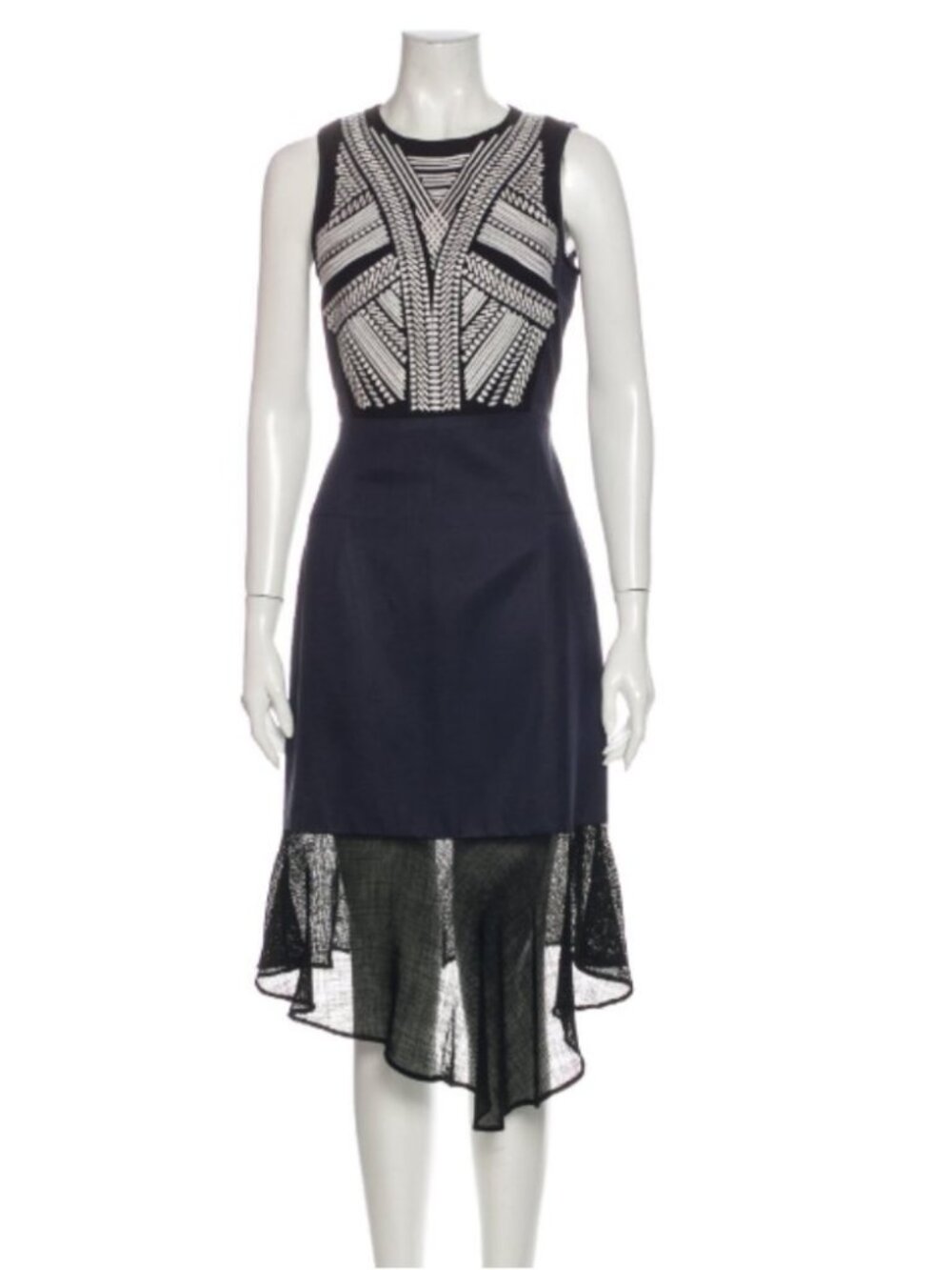 tibi | Navy Black Woven Knit Midi Dress Size 4